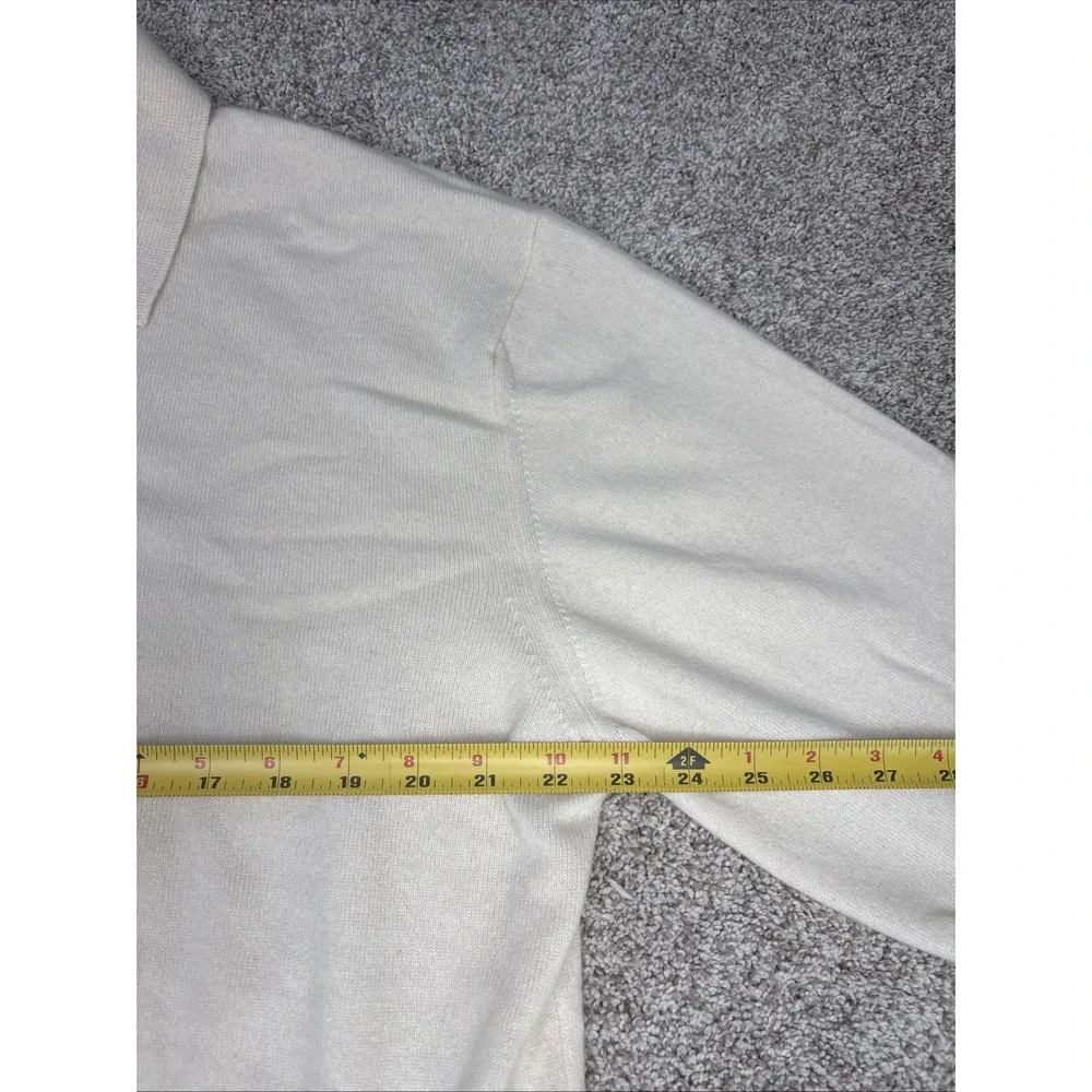 Giorgiolini Polo Sweater Men XL Ivory 100% Cashmere Italy  Quiet Luxury NWOT